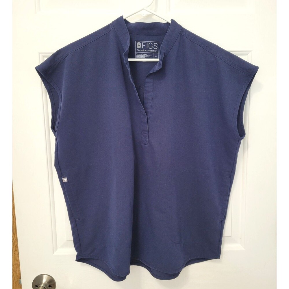 FIGS Rafaela Oversized Scrub Top Womens M Navy Blue Sleeveless WXXSW1003 Medical